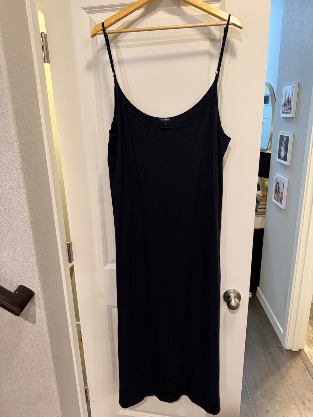 Classic Black Modal Maxi Slip Dress with Adjustable Spaghetti Straps